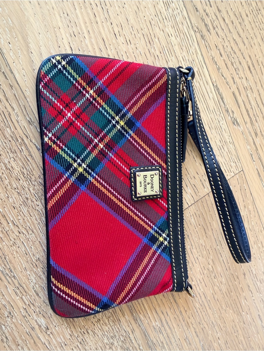 Dooney & Bourke Windsor Slim Wristlet - Red with Dark Brown Leather Trim